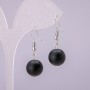 Shungite Earrings, smooth ball, diameter 12(±)mm