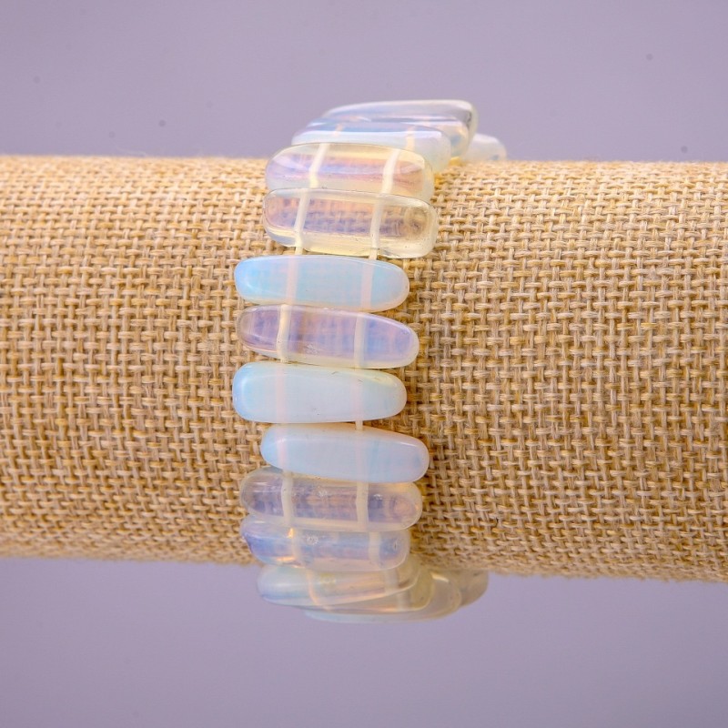 Moonstone Bracelet, stick beads, size 6x20(+-)mm, length 18cm