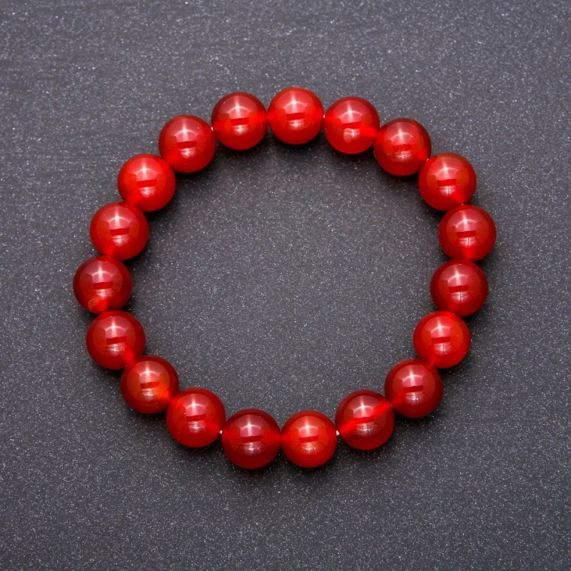 Carnelian Bracelet, smooth round beads, diameter 10(+-)mm, length 18cm