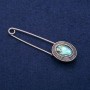 Abalone Cabochon Pin Brooch, 21x78mm, silver-tone metal