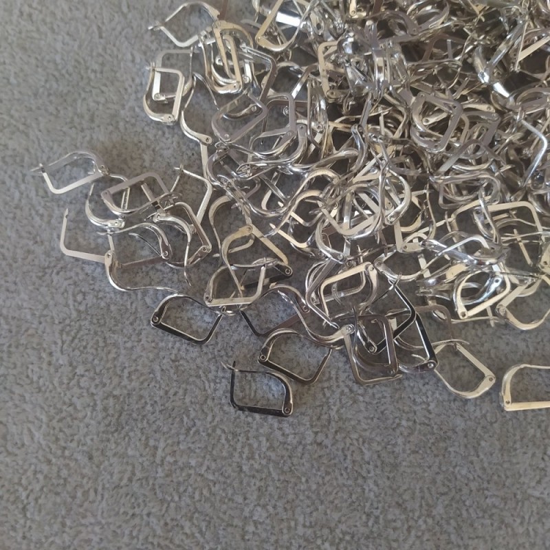 Earring Findings (Ear Wires) 13x9mm English Lock, 120 Pairs (for Soldering)