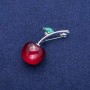 Brooch 'Cherry' with Crystal 49x22mm, Silver Metal