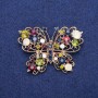 Sale! Butterfly Brooch with Crystals 39x54mm, Gold-Tone Metal
