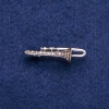 Trumpet Brooch with Gray Rhinestones 15x41mm, Silver-Tone Metal