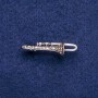 Trumpet Brooch with Gray Rhinestones 15x41mm, Silver-Tone Metal