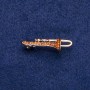 Trumpet Brooch with Yellow Rhinestones 15x41mm, Gold-Tone Metal