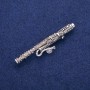 Bassoon Brooch with Gray Rhinestones 12x62mm, Silver-Tone Metal