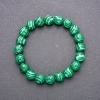 Malachite Bracelet, Faceted Bead, Diameter 10(+-)mm, Length 18cm on Elastic Cord
