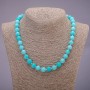 Aquamarine Stone Necklace, Smooth Bead, Diameter 10(+-)mm, Length 45cm