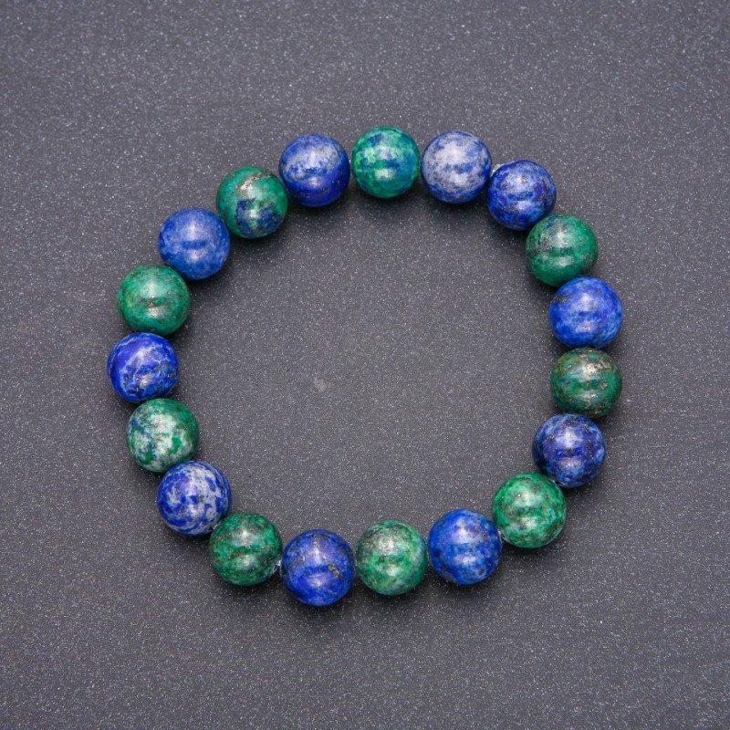 Azurite Natural Stone Bracelet, smooth bead, diameter 10(+-)mm, length 18cm, on elastic band
