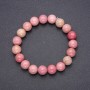 Rhodonite Natural Stone Bracelet, smooth bead, diameter 10(+-)mm, length 18cm, on elastic band
