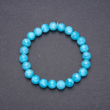 Aquamarine Bracelet, smooth bead, diameter 8(+-)mm, circumference 18cm, on elastic band