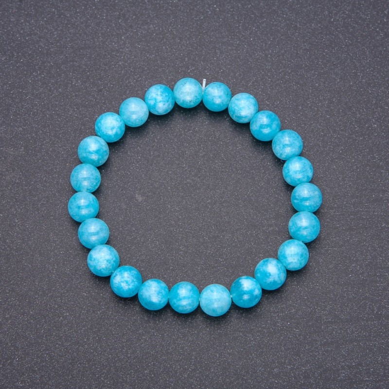 Aquamarine Bracelet, smooth bead, diameter 8(+-)mm, circumference 18cm, on elastic band