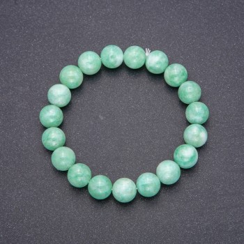 Burmese Jadeite Bracelet, Smooth Bead, Diameter 10(+-)mm, Length 18cm on Elastic Cord
