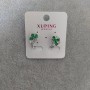 Xuping Earrings with Green Stones 10x17mm, Rhodium