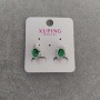 Xuping Earrings with Green Stones 9x16mm, Rhodium