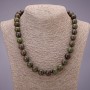 Natural Dragon Blood Jasper Stone Necklace, smooth round beads, diameter 12(+-)mm, length 48cm