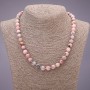 Natural Stone Pink Opal Necklace, Smooth Round Beads, Diameter 8(+-)mm, Length 45cm