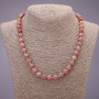 Natural Stone Rhodochrosite Necklace, Smooth Round Beads, Diameter 8(+-)mm, Length 45cm