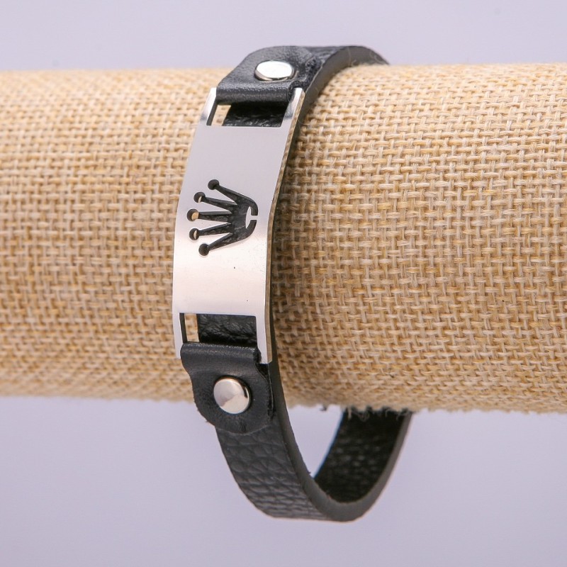 Eco Leather Bracelet with Steel Bar, thickness 15mm, length 21cm