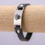 Eco Leather Bracelet with Steel Bar, thickness 15mm, length 21cm