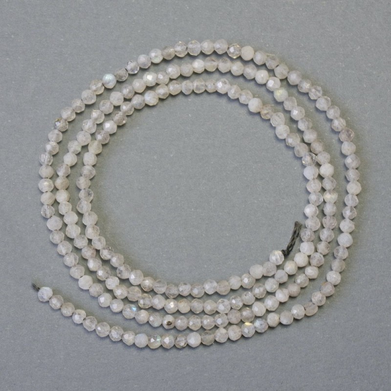 Labradorite Beads on a Strand, Faceted Round, Diameter 2(+/-)mm, Length 38cm