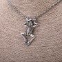 Skeleton in a Crown Pendant, 27×49mm, on Chain, 65cm Length, Silver Color Metal
