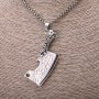 Knife Pendant, 24×58mm, on Chain, 65cm Length, Silver Color Metal