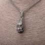 Dragon Head and Black Ball Pendant, 22×51mm, on Chain, 65cm Length, Silver Color Metal