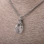 Crystal Ball Pendant, Clear, 20×40mm, on Chain, 65cm Length, Silver Color Metal
