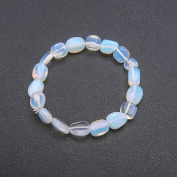 Moonstone (Opalite) Bracelet, Tumbled, on Elastic, 8, 10(+/-)mm Diameter, 18cm Length