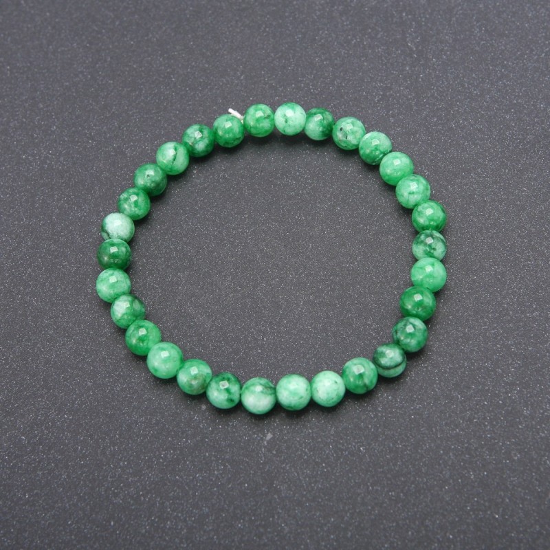 Synthetic Chrysoprase Stone Bracelet on Elastic, Smooth Round Bead, 6(+/-)mm Diameter, 18cm Circumference