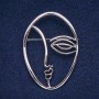 Brooch Accent Face Silver Metal 43x60mm