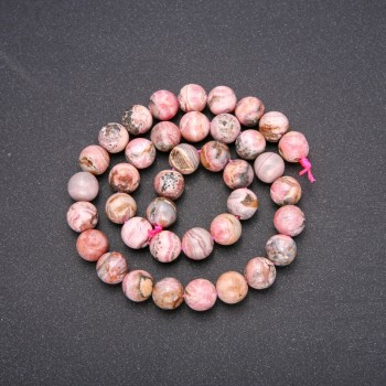 Natural Rhodochrosite Stone Beads, Smooth Round, Diameter 11 (+/-) mm, Length 38cm