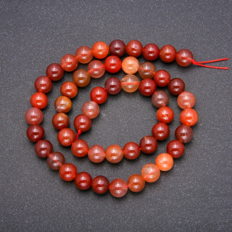 Natural Red Rutilated Quartz Stone Beads, Smooth Round, Diameter 10 (+/-) mm, Length 38cm
