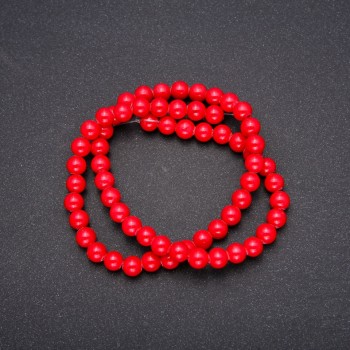Coral (Pressed) Beads on a Strand, Smooth Round, Diameter 6mm +/-, Length 40cm+