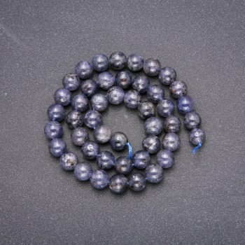 Natural Iolite Stone Beads, Smooth Round, Diameter 8 (+/-) mm, Length 38cm