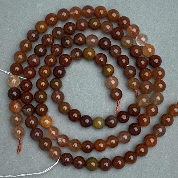 Rutilated Quartz Beads, Smooth Round 8 mm Diameter, 38 cm Length