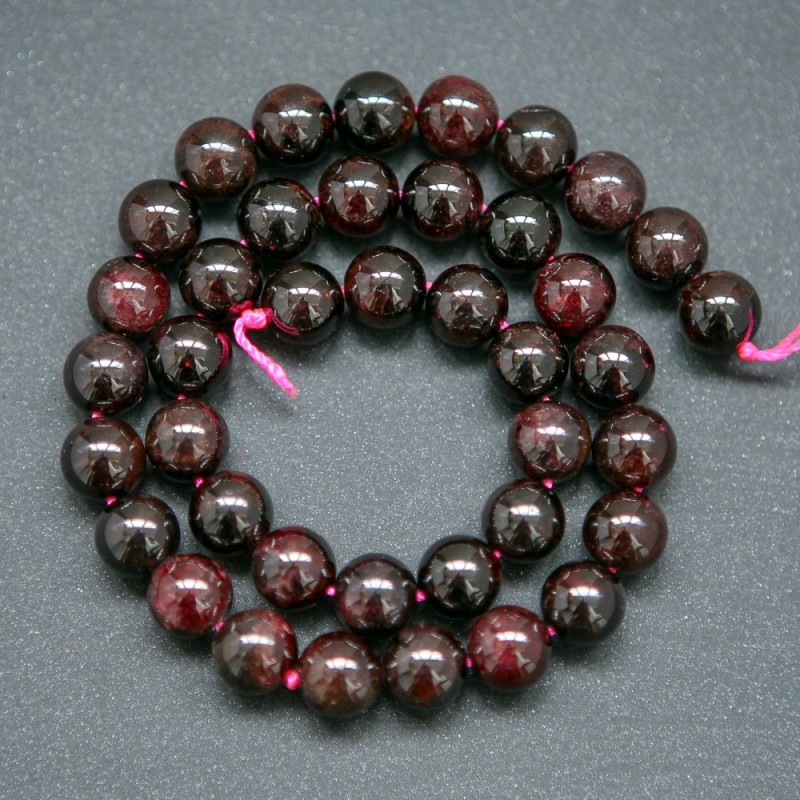 Natural Garnet Stone Beads, Smooth Round, Diameter 10 (+/-) mm, Length 38cm
