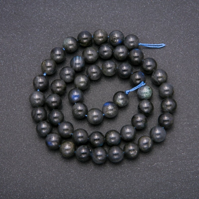 Natural Labradorite Stone Beads, Smooth Round, Diameter 8 (+/-) mm, Length 38cm
