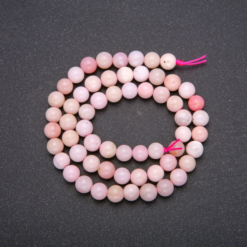 Pink Opal Natural Stone Beads, Smooth Round Bead, 6(+/-)mm Diameter, 38cm Length