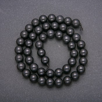 Shungite Beads on Thread, Natural Stone, Smooth Round 8mm, 38 cm length