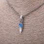 Dragon's Blue Eye Ball Pendant 20x50mm on Chain, 65cm Length, Silver-Tone Metal