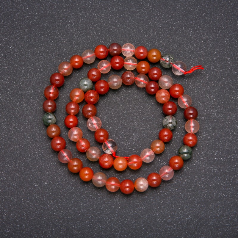 Natural Stone Beads Rutilated Quartz Assorted, Smooth Round, Diameter 6(+/-)mm, Length 38cm