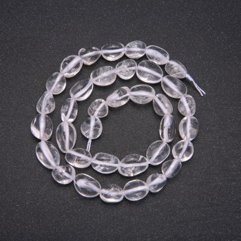 Natural Stone Beads Rock Crystal Tumbled, Diameter 8x10(+/-)mm, Length 38cm