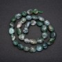 Natural Stone Beads Moss Agate Tumbled, Diameter 10x14(+/-)mm, Length 38cm