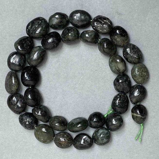 Natural Stone Beads Seraphinite Tumbled, Diameter 10x12(+/-)mm, Length 39cm+