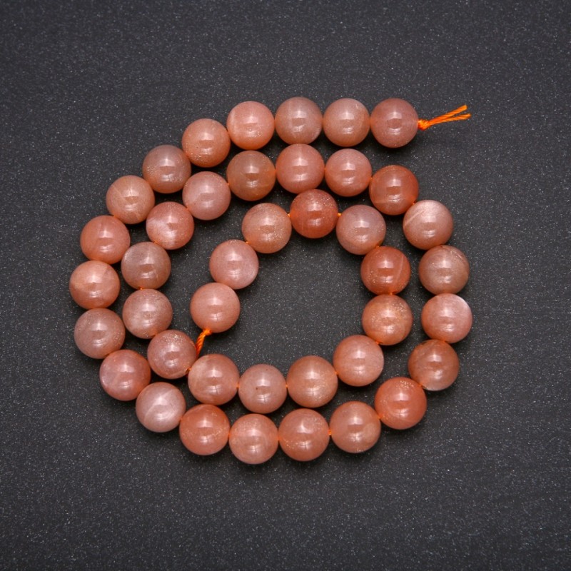Natural Stone Beads Selenite Smooth Round, Diameter 10(+/-)mm, Length 38cm