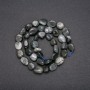 Natural Stone Beads Hawk's Eye Tumbled, Diameter 8x12(+/-)mm, Length 38cm