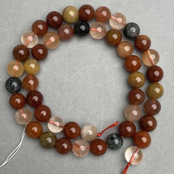 Natural Rutilated Quartz Assorted Stone Beads, Smooth Round, Diameter 8 (+/-) mm, Length 38cm